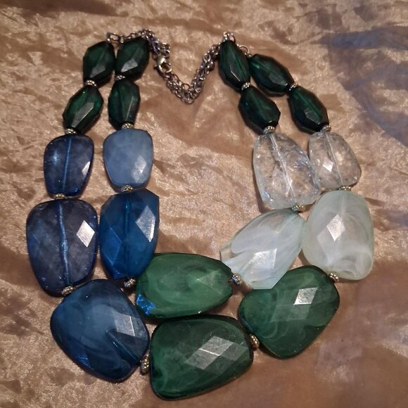 Multi-Color Faux Chalcedony 2 Strand Necklace - Picture 4 of 5